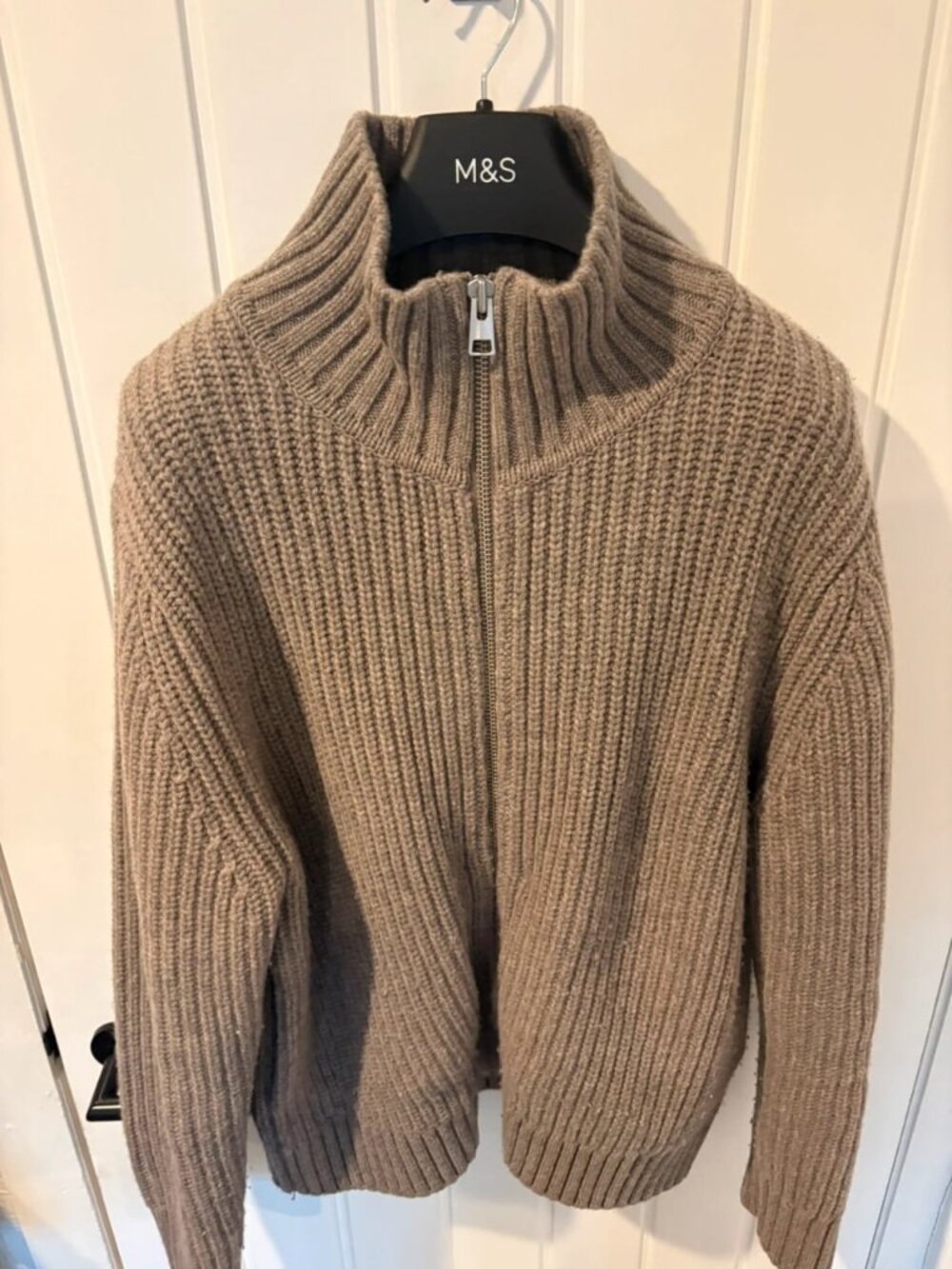 COS Funnel Neck Ribbed Full Zip Wool Sweater Men's Size M